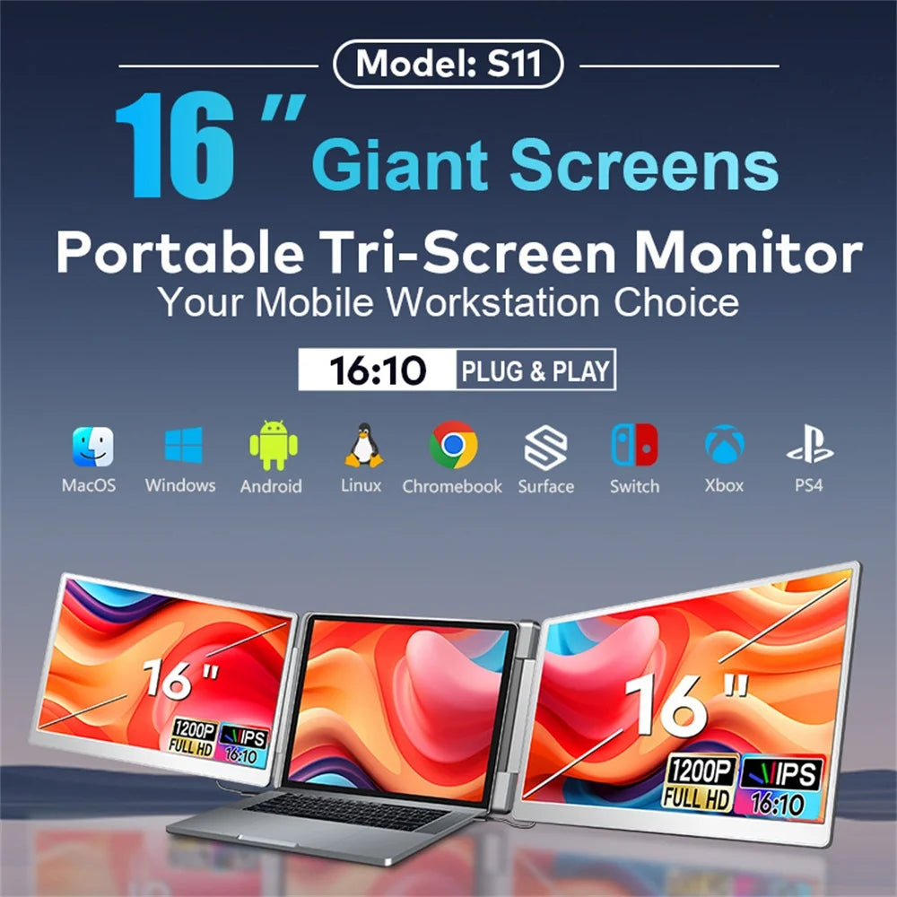 Portable Triple Screen Monitor