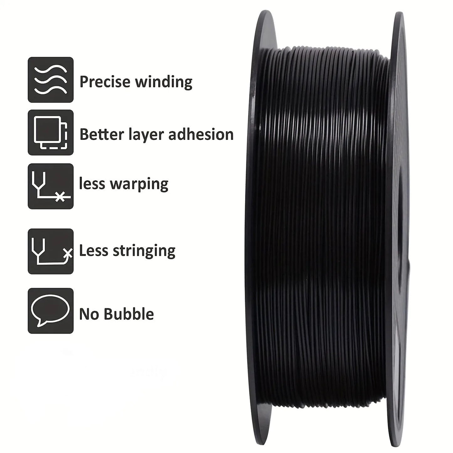 PLA+2.0 Filament 1.75mm Black – 1kg Upgraded Tougher & Stronger PLA Plus for FDM 3D Printers
