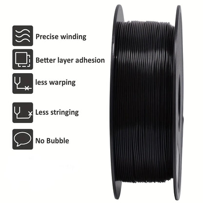 PLA+2.0 Filament 1.75mm Black – 1kg Upgraded Tougher & Stronger PLA Plus for FDM 3D Printers