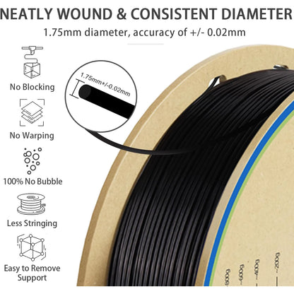 PLA+2.0 Filament 1.75mm – 1kg Upgraded Tougher & Stronger Neatly Wound PLA Plus Spool