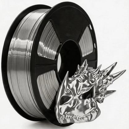 Silk PLA Filament 1.75mm – 250g Shiny Red, Blue, Green, White, Gold, Silver & Black