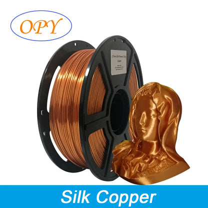Silk PLA Filament 1.75mm – 1kg Sample Gold, Silver, Copper, Metal Gray, Blue & Green