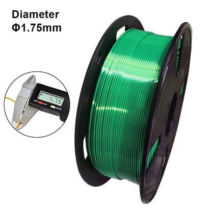 Silk Jade Green PLA Filament 1.75mm – 250g / 500g / 1kg Shiny Smooth for FDM 3D Printers