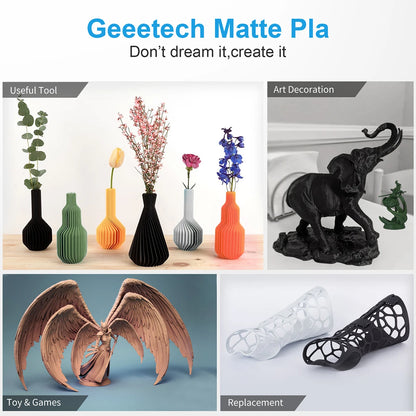 Geeetech Matte PLA Filament 1.75mm – 1kg Spool Vacuum Packed for FDM 3D Printers