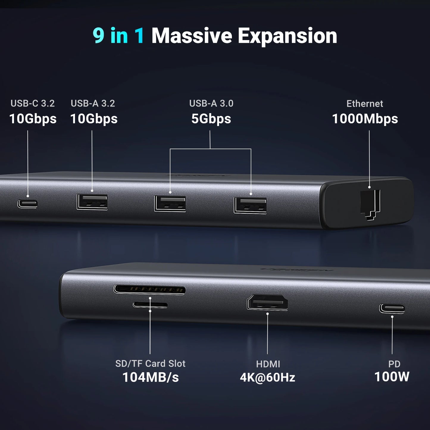 UGREEN 10-in-1 USB-C Hub 4K HDMI RJ45 PD100W
