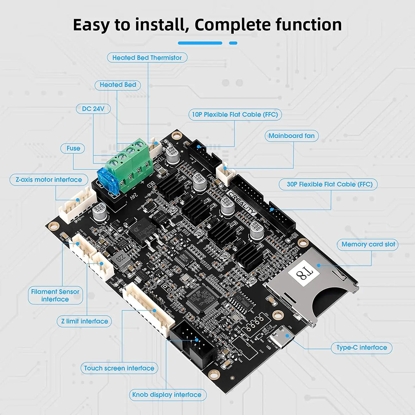 Creality Ender-3 S1 Silent Motherboard – 32-Bit Mainboard with TMC2208 Drivers