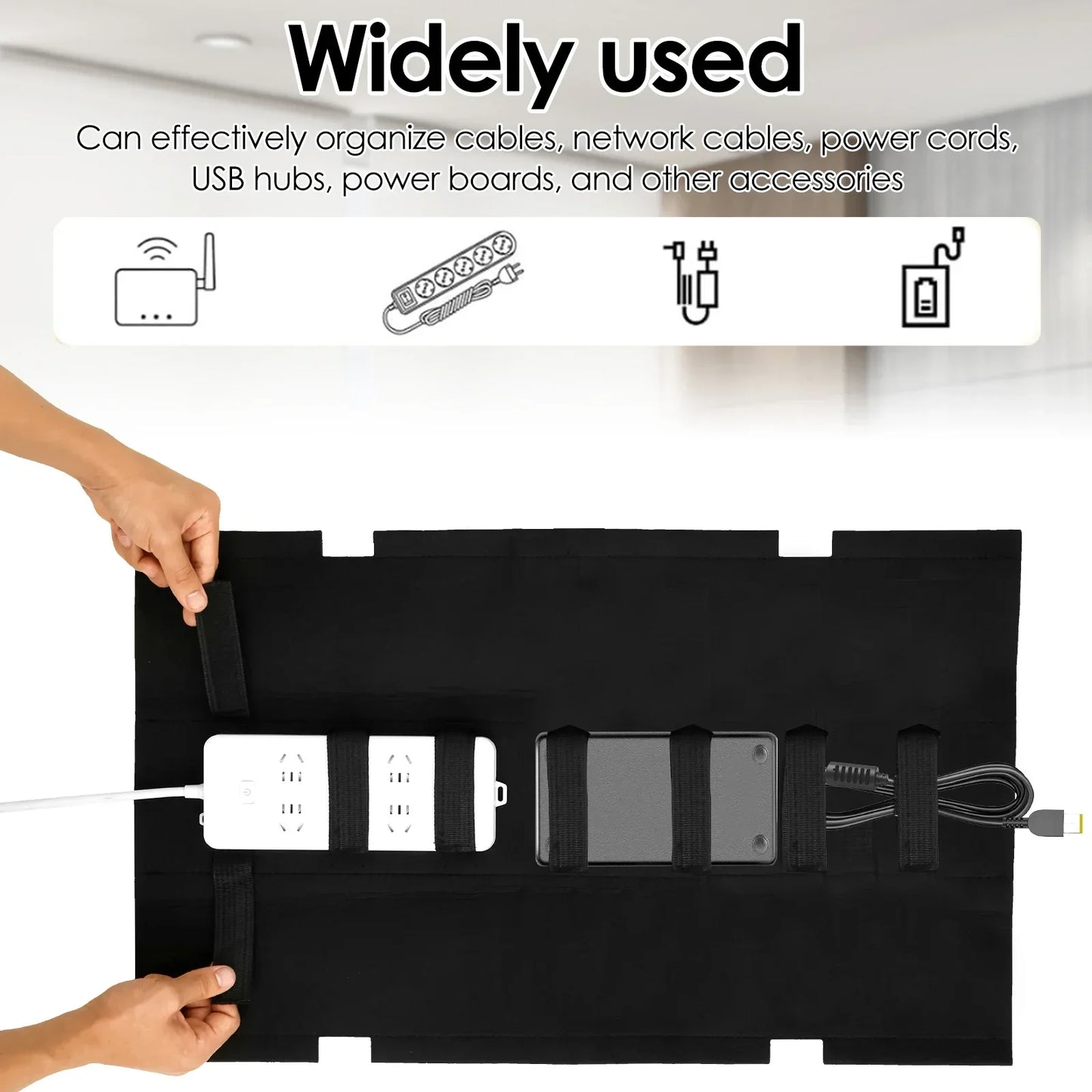 Under Desk Cable Management Tray with Hooks