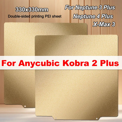 Anycubic Kobra 2 Plus Build Plate – Double-Sided Textured PEI Powder Coated Spring Steel Sheet 330x330mm