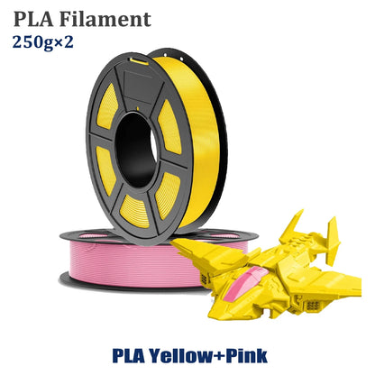 PLA Filament 1.75mm – 2x250g High Toughness Pink & Yellow for FDM 3D Printers
