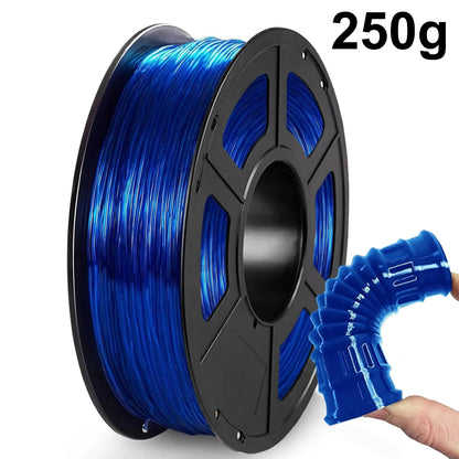 TPU Transparent Flexible Filament 1.75mm – 250g x3 Rolls Translucent Blue for FDM 3D Printers