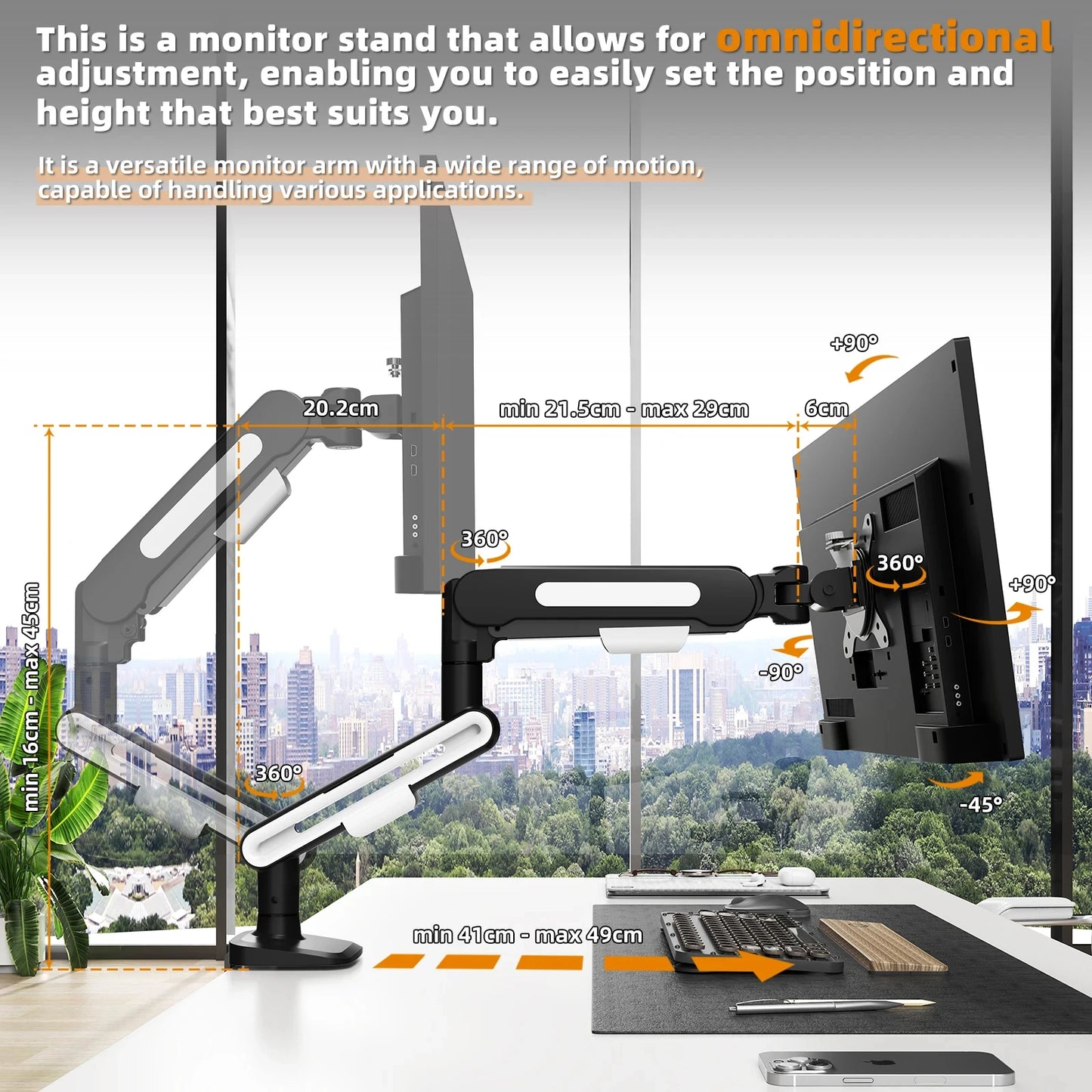 Adjustable Single Monitor Arm 13-32"