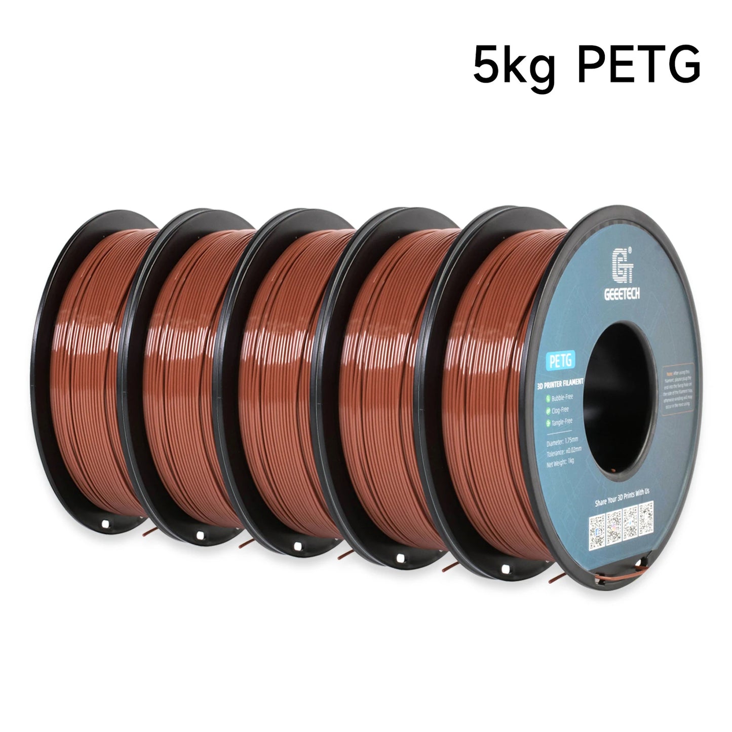 Geeetech PETG Filament 1.75mm – 5kg Vacuum Packed Colorful Spool for FDM 3D Printers