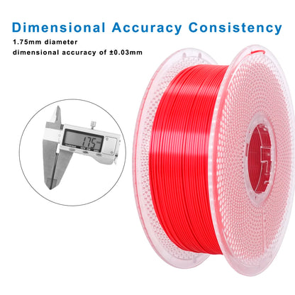 Silk PLA Filament 1.75mm Red – 1kg Neatly Wound ±0.02mm Shiny Finish for FDM 3D Printers