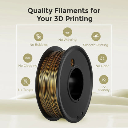 Silk PLA Filament 1.75mm – 1kg Dual Color Black & Gold for FDM 3D Printers