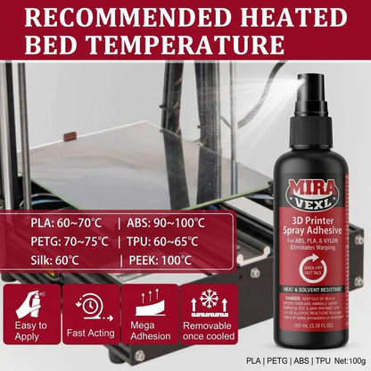 3D Printer Bed Adhesive Spray – Anti-Warping Easy Release for PLA, ABS, PETG & TPU