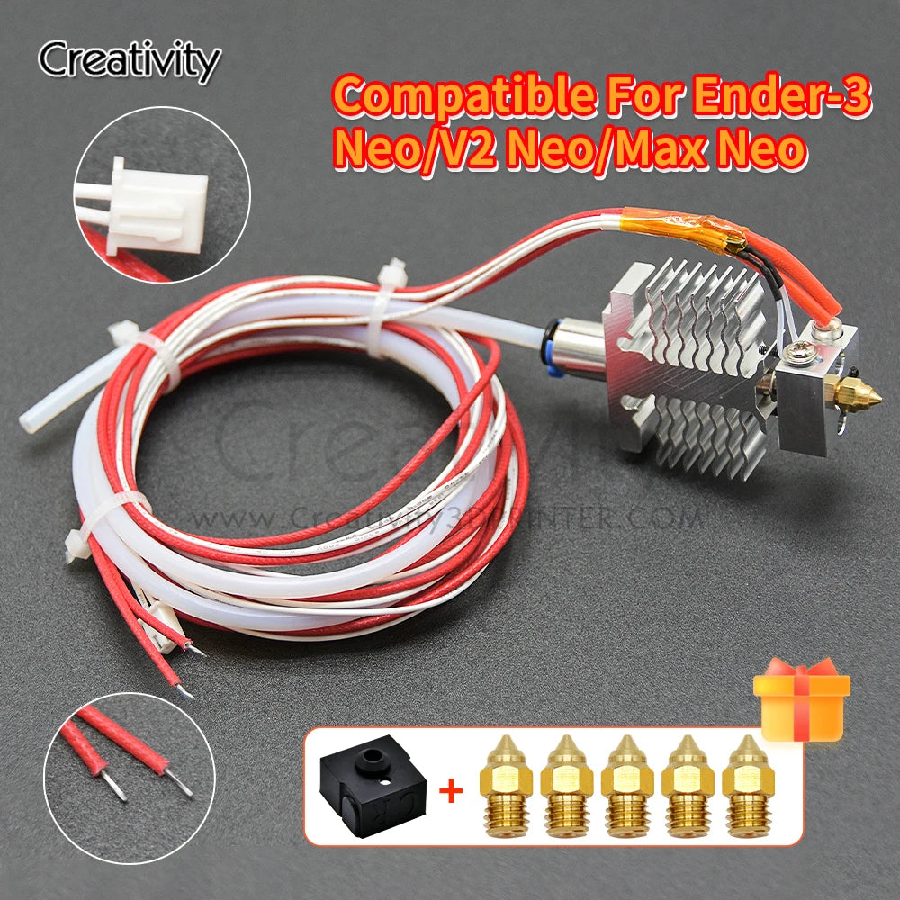 Creality Ender 3 V2 Neo / Max Neo Assembled Hotend Kit – Heatsink, Heat Block, Throat & Silicone Sock