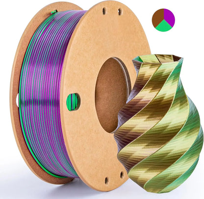 Multicolor Dual / Tri Color Silk PLA Filament 1.75mm – 250g Shiny for FDM 3D Printers