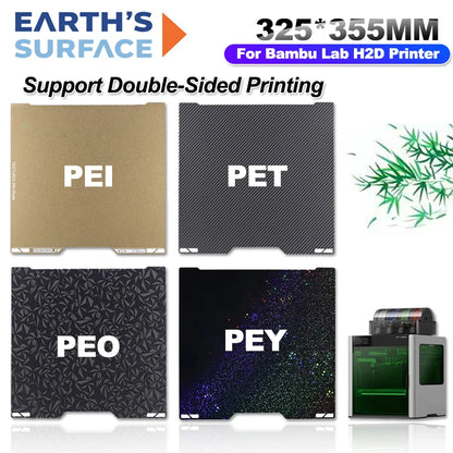 Bambu Lab H2D Build Plate – Double-Sided PEI / PEY / PET / PEO 325x355mm