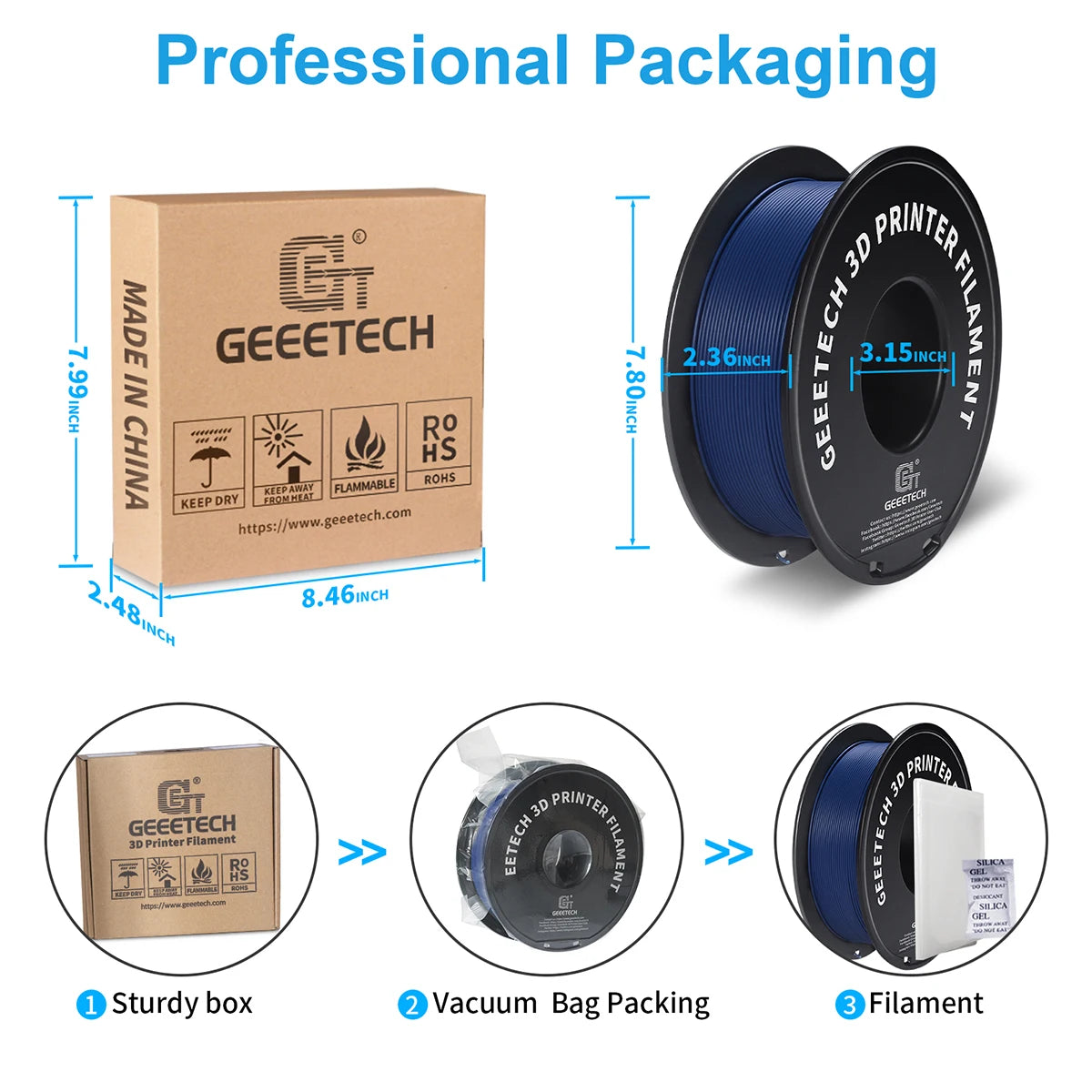 Geeetech Matte PLA Filament 1.75mm – 1kg Spool Vacuum Packed for FDM 3D Printers