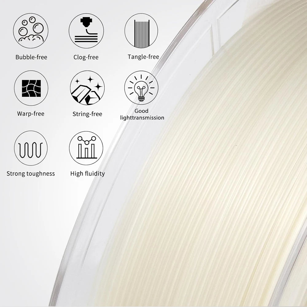 PLA Transparent Filament 1.75mm – 250g / 500g / 1kg Clear Material for FDM 3D Printers