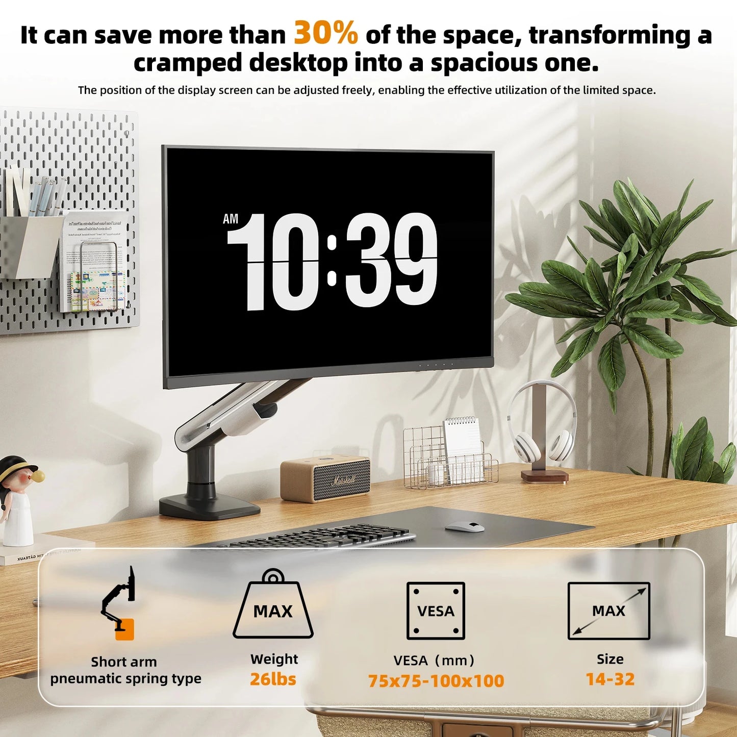 Adjustable Single Monitor Arm 13-32"