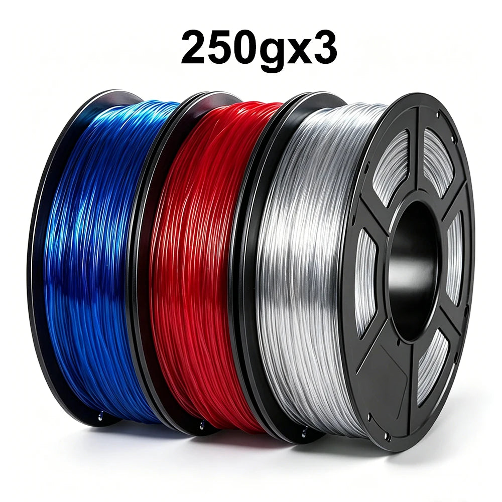 TPU Transparent Flexible Filament 1.75mm – 250g x3 Rolls Translucent Blue for FDM 3D Printers