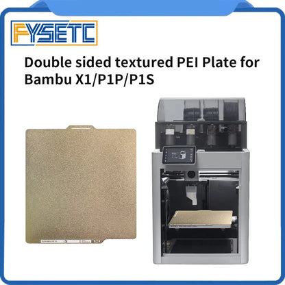 Bambu Lab X1 / P1P / P1S Build Plate – Double-Sided Textured PEI Spring Steel Sheet 257x257mm