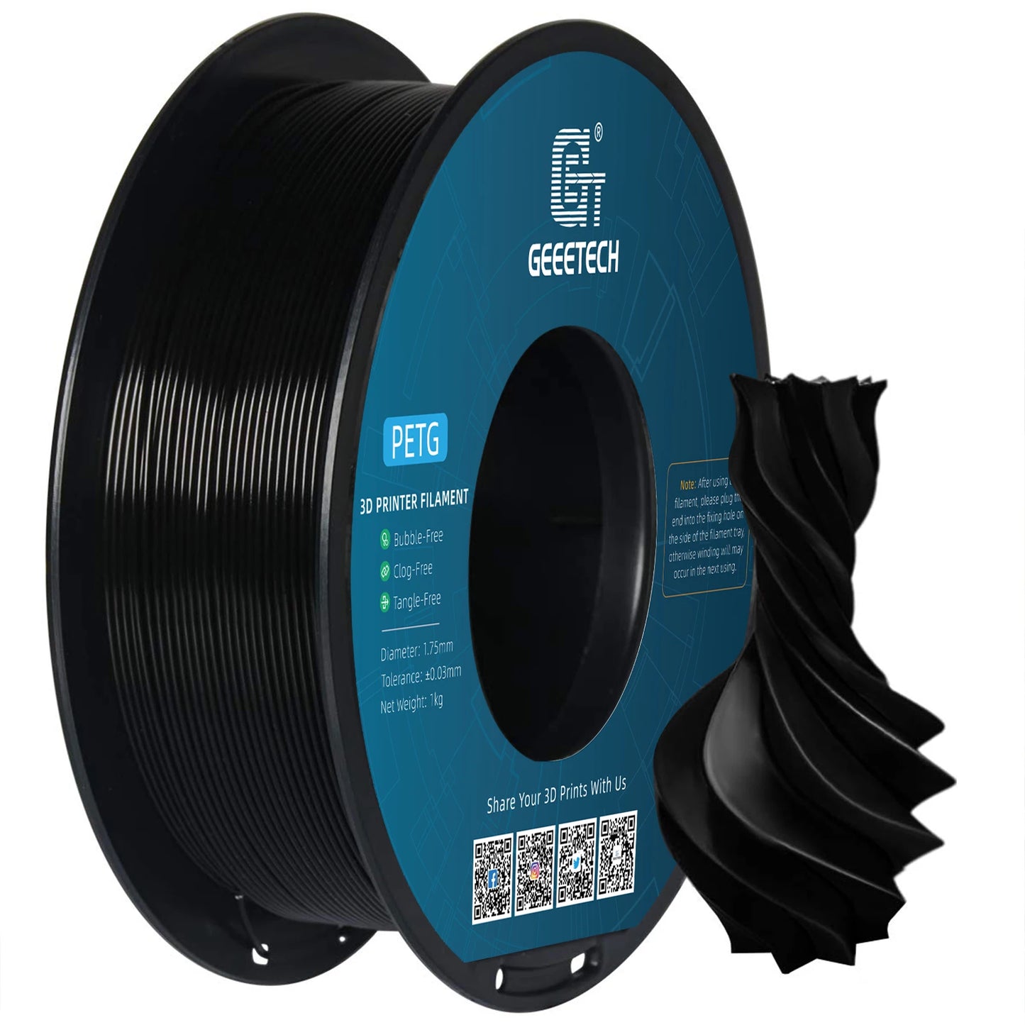 Geeetech PETG Filament 1.75mm – 5kg Vacuum Packed Colorful Spool for FDM 3D Printers