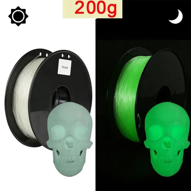 Flexible TPU Filament 1.75mm – 200g Translucent Glow-in-the-Dark 95A for FDM 3D Printers