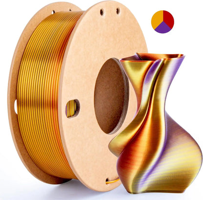 Multicolor Dual / Tri Color Silk PLA Filament 1.75mm – 250g Shiny for FDM 3D Printers