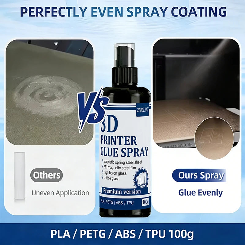 3D Printer Bed Adhesive – Strong First Layer Grip for Glass & PEI, No Warp, Easy Release