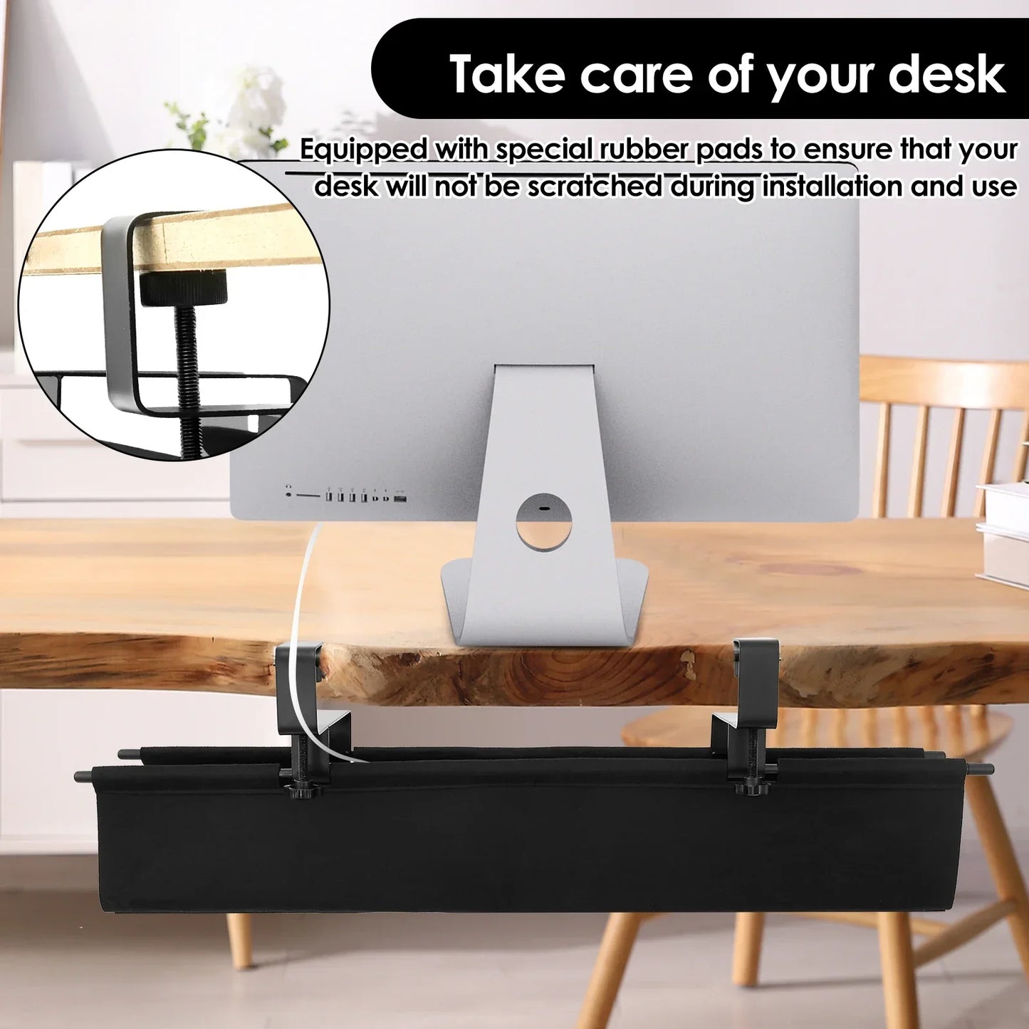 Under Desk Cable Management Tray with Hooks
