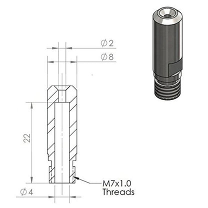 MK10 Hotend Kit – M7 Nozzle, Aluminium Heat Block & PTFE Tube for 3D Printers