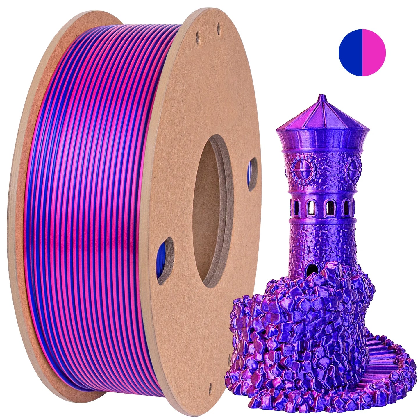 Silk PLA Filament 1.75mm – Rose Red & Dark Blue Dual Color 250g for FDM 3D Printers