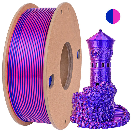 Silk PLA Filament 1.75mm – Rose Red & Dark Blue Dual Color 250g for FDM 3D Printers