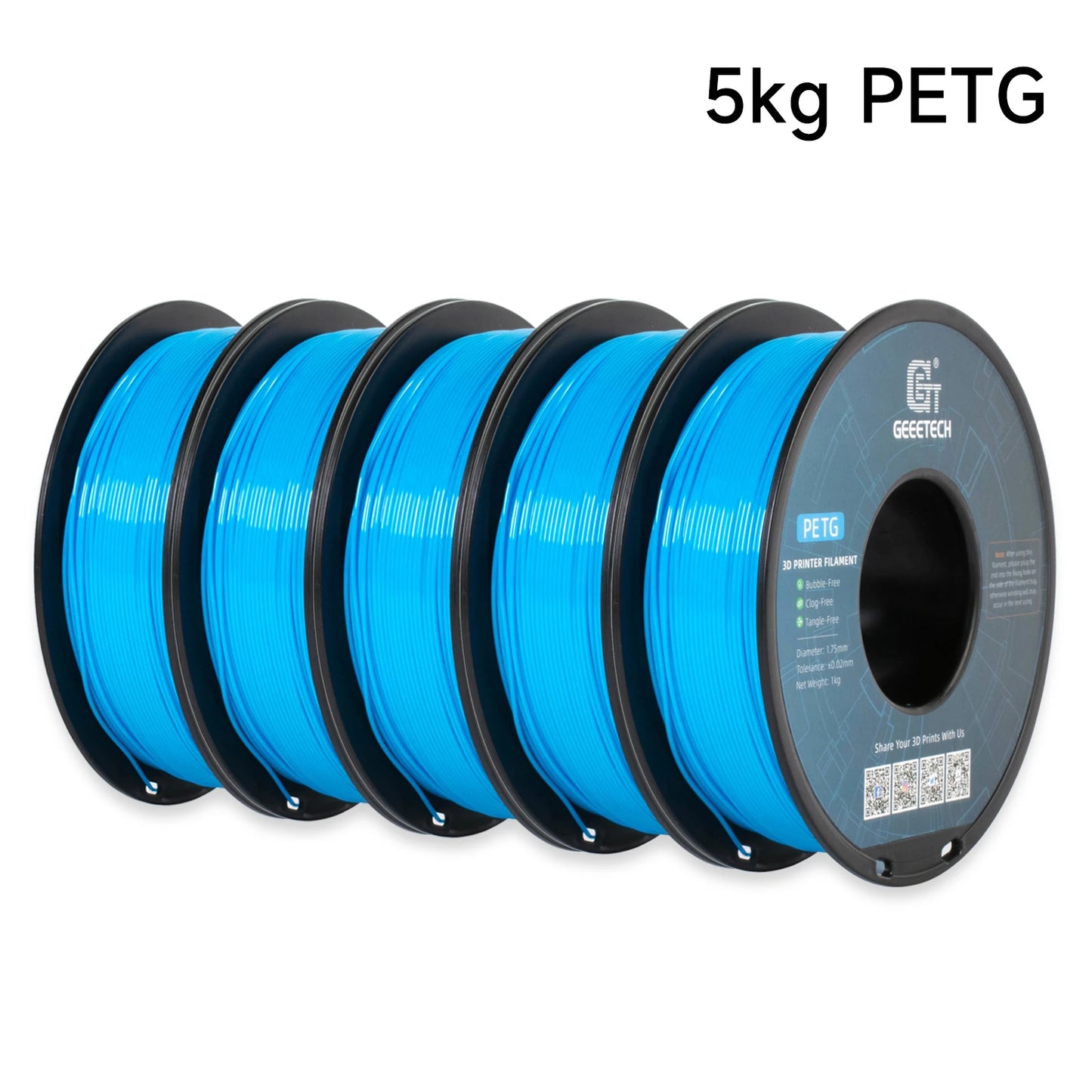 Geeetech PETG Filament 1.75mm – 5kg Vacuum Packed Colorful Spool for FDM 3D Printers