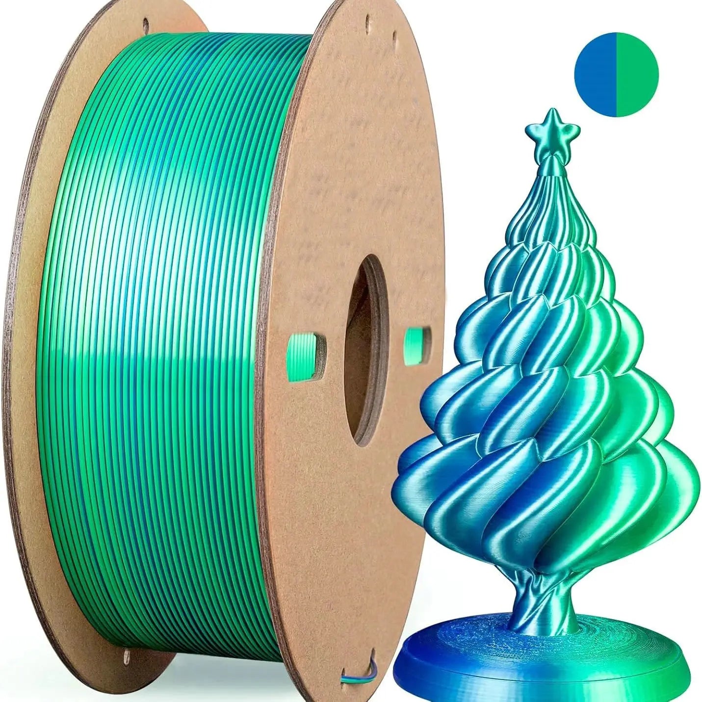 Multicolor Dual / Tri Color Silk PLA Filament 1.75mm – 250g Shiny for FDM 3D Printers