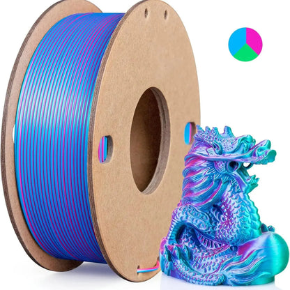 Multicolor Dual / Tri Color Silk PLA Filament 1.75mm – 250g Shiny for FDM 3D Printers