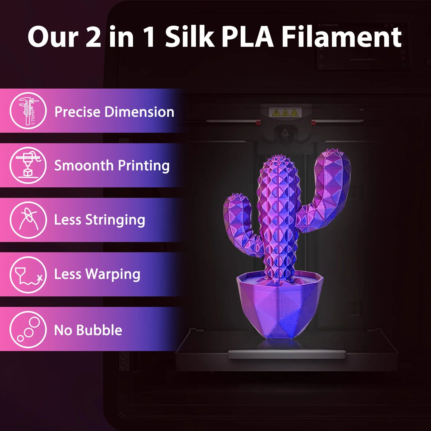Silk PLA Filament 1.75mm – Rose Red & Dark Blue Dual Color 250g for FDM 3D Printers