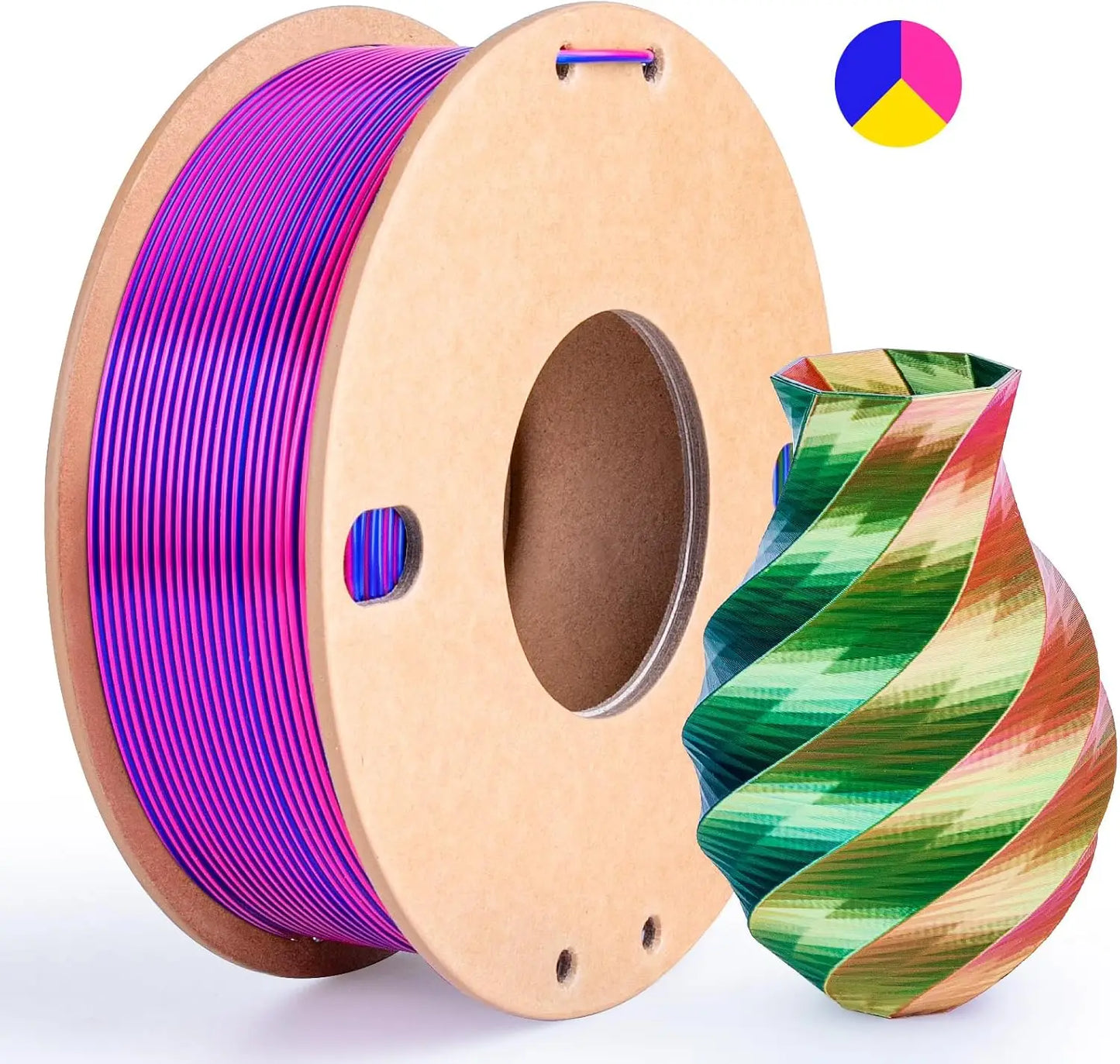 Multicolor Dual / Tri Color Silk PLA Filament 1.75mm – 250g Shiny for FDM 3D Printers