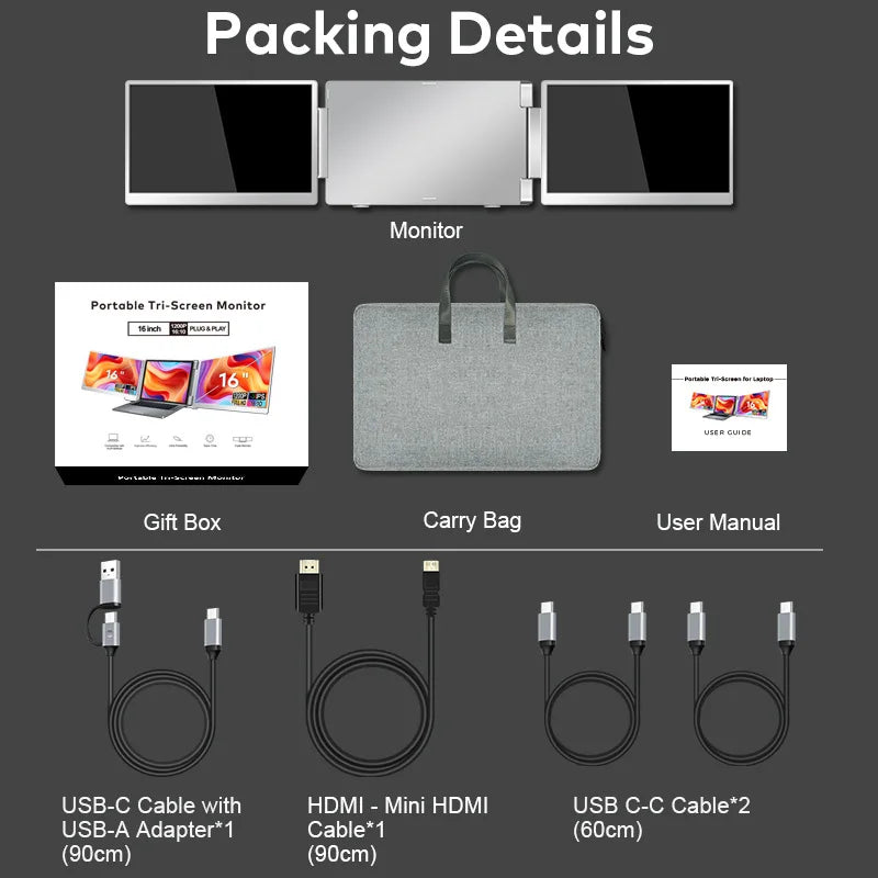 Portable Triple Screen Monitor