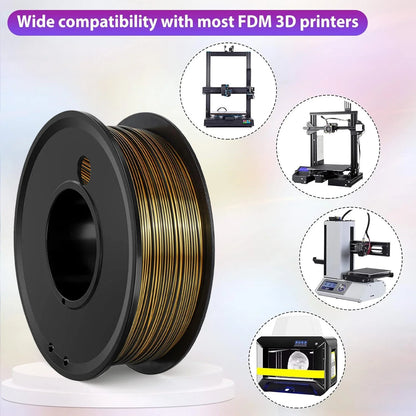 Silk PLA Filament 1.75mm – 1kg Dual Color Black & Gold for FDM 3D Printers