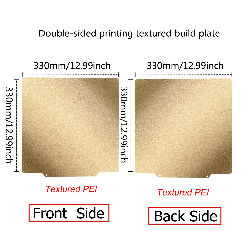 Anycubic Kobra 2 Plus Build Plate – Double-Sided Textured PEI Powder Coated Spring Steel Sheet 330x330mm