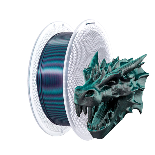 Silk PLA Filament 1.75mm – 1kg Dual Color Black & Green Gradient Sparkle Finish