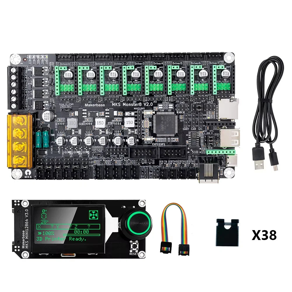 Makerbase MKS Monster8 – 32-Bit 3D Printer Control Board with TMC2209 for Voron / Octopus