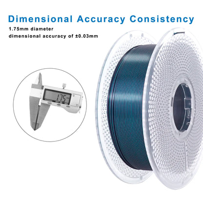 Silk PLA Filament 1.75mm – 1kg Dual Color Black & Green Gradient Sparkle Finish