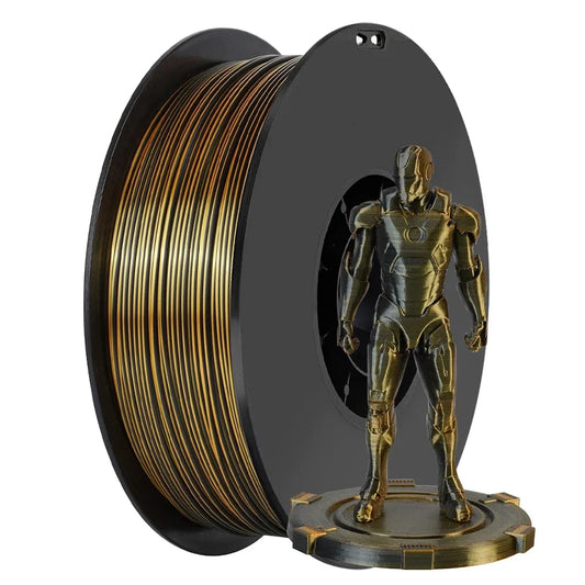 Silk PLA Filament 1.75mm – 1kg Dual Color Black & Gold for FDM 3D Printers