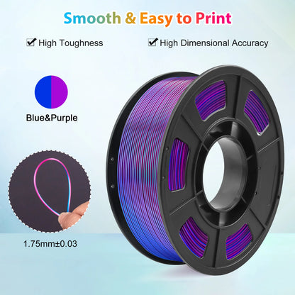 Silk PLA Filament 1.75mm – Dual Color Blue & Purple 250g for FDM 3D Printers