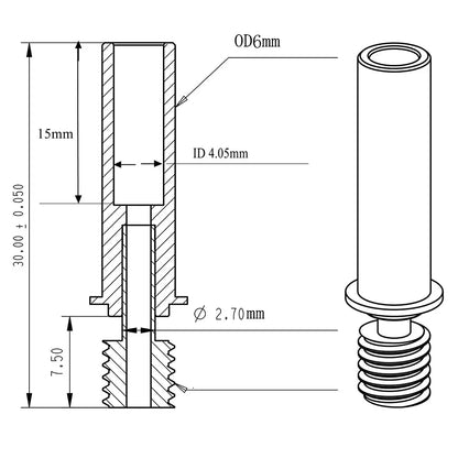 Creality CR-6 SE Heatbreak Kit – Bimetal Throat for Hotend Upgrade