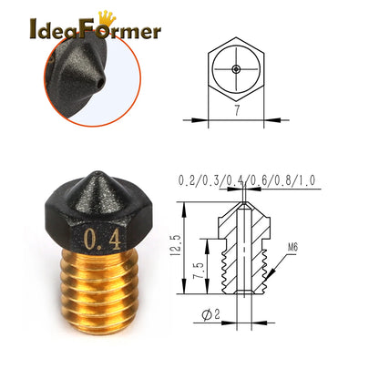 E3D V6 Brass Nozzle Set – 0.2 / 0.3 / 0.4 / 0.5 / 0.6 / 0.8mm
